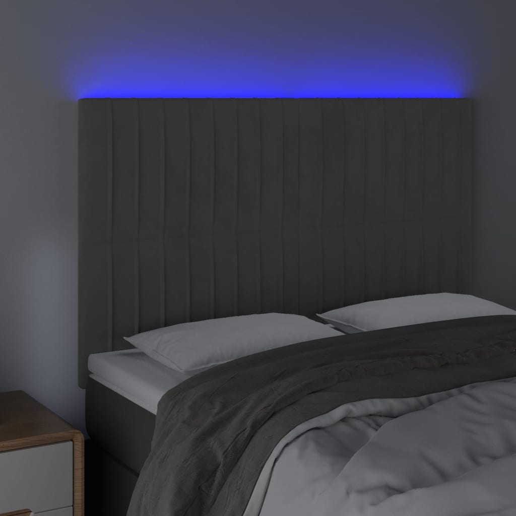 Tête de lit à LED Gris foncé 144x5x118/128 cm Velours - XIOS
