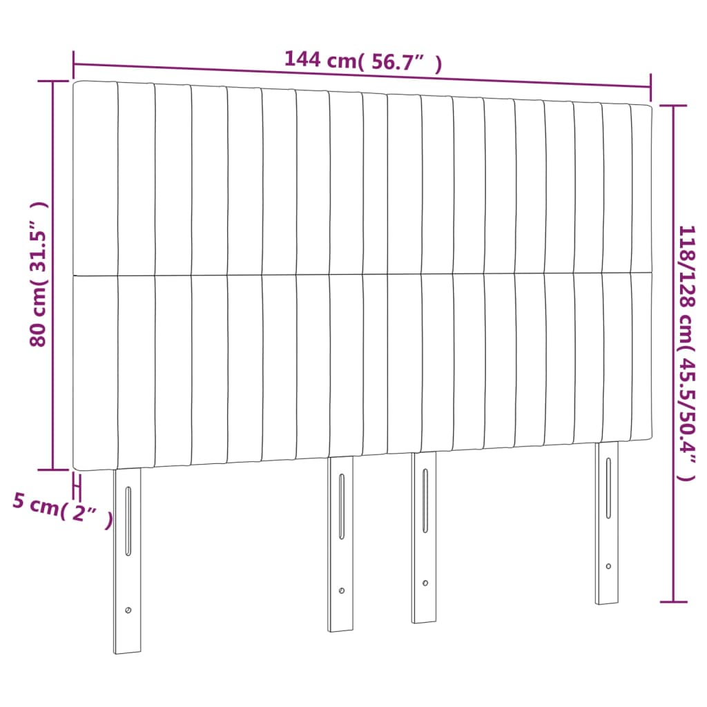 Tête de lit à LED Gris foncé 144x5x118/128 cm Velours - XIOS