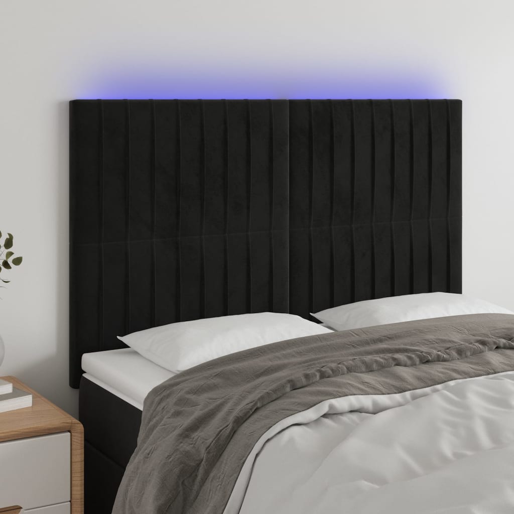 Tête de lit à LED Noir 144x5x118/128 cm Velours - XIOS
