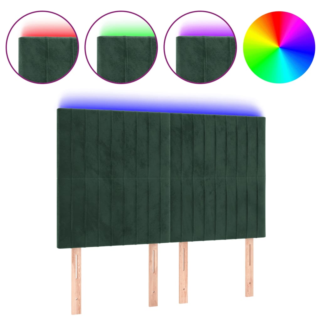 Tête de lit à LED Vert foncé 144x5x118/128 cm Velours - XIOS