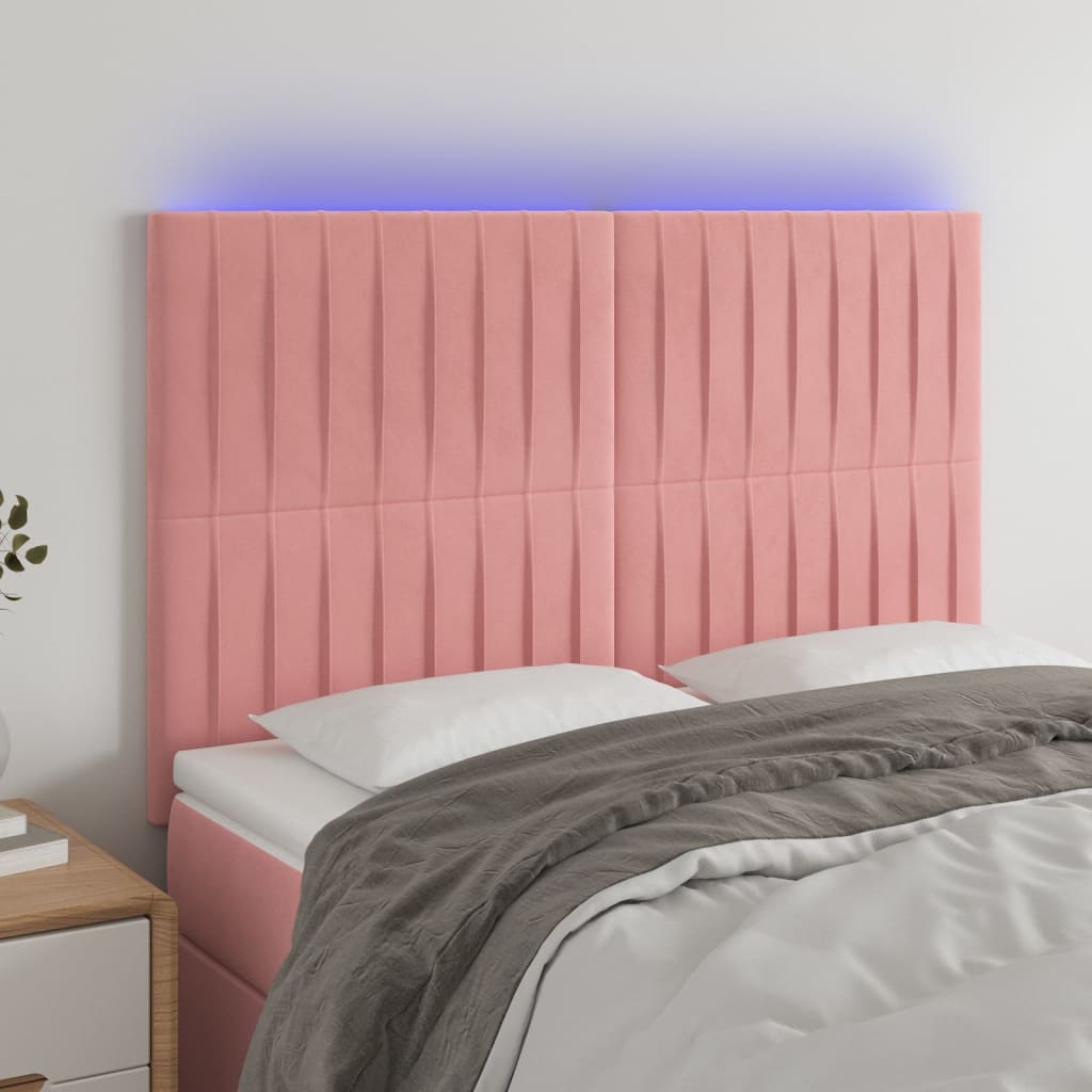 Tête de lit à LED Rose 144x5x118/128 cm Velours - XIOS