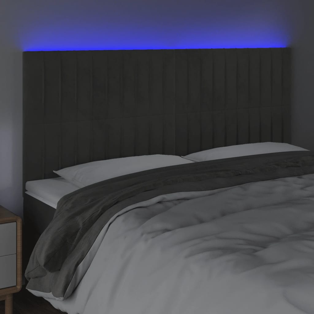 Tête de lit à LED Gris foncé 160x5x118/128 cm Velours - XIOS