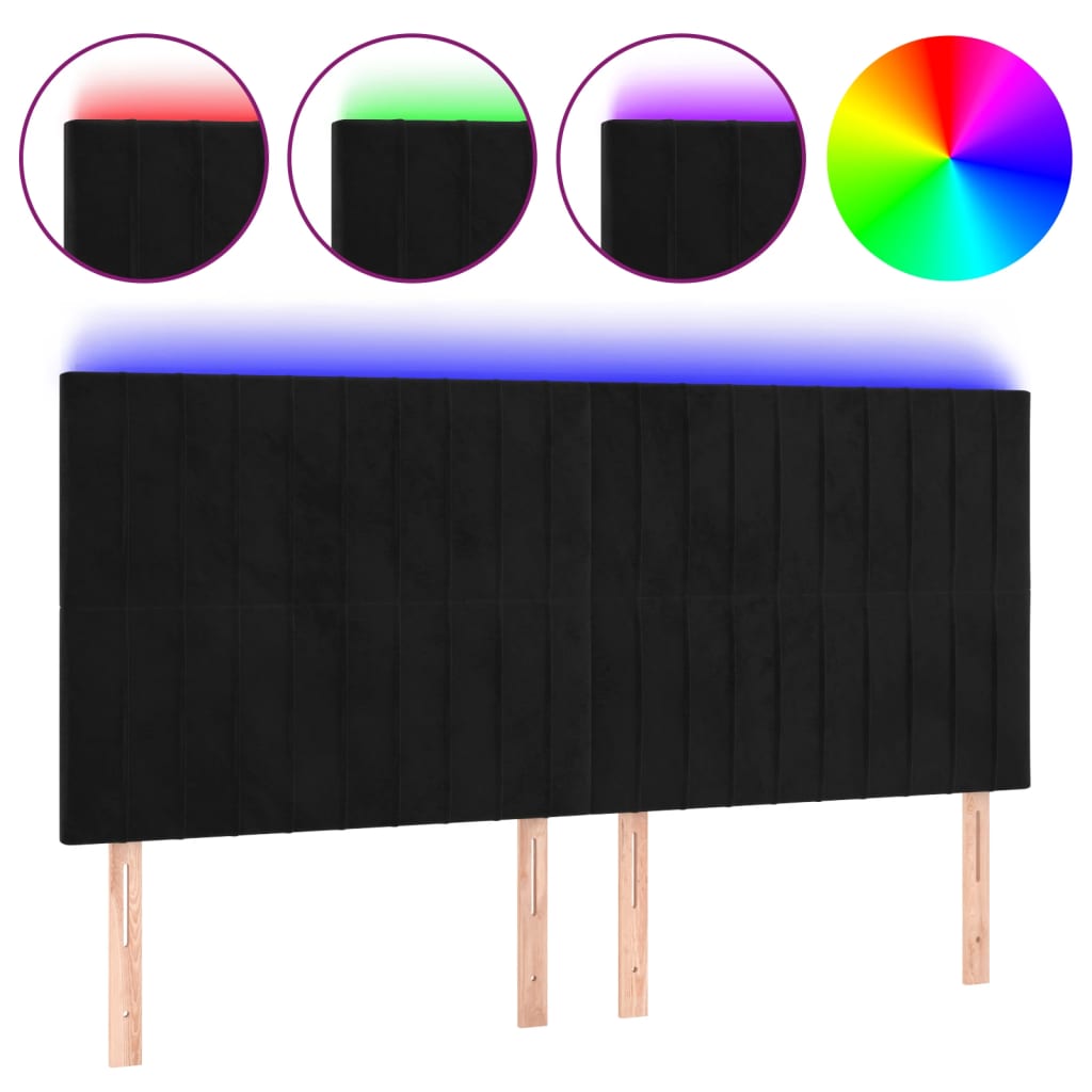 Tête de lit à LED Noir 160x5x118/128 cm Velours - XIOS
