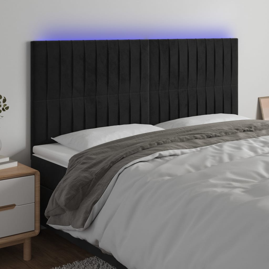 Tête de lit à LED Noir 160x5x118/128 cm Velours - XIOS