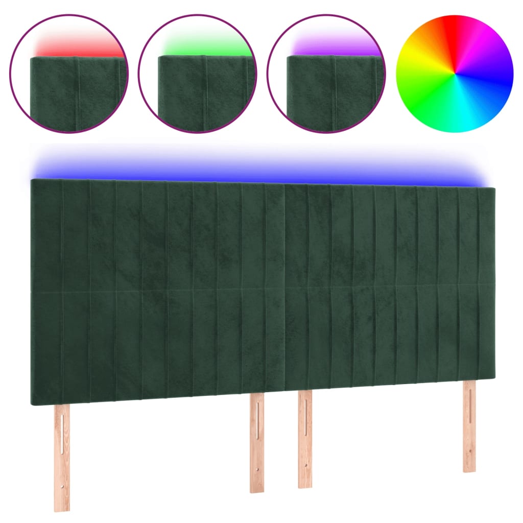 Tête de lit à LED Vert foncé 160x5x118/128 cm Velours - XIOS