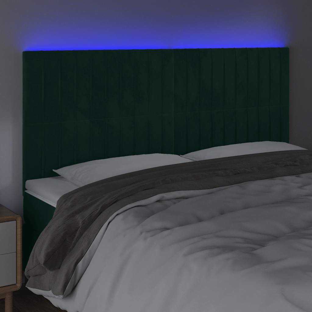 Tête de lit à LED Vert foncé 160x5x118/128 cm Velours - XIOS
