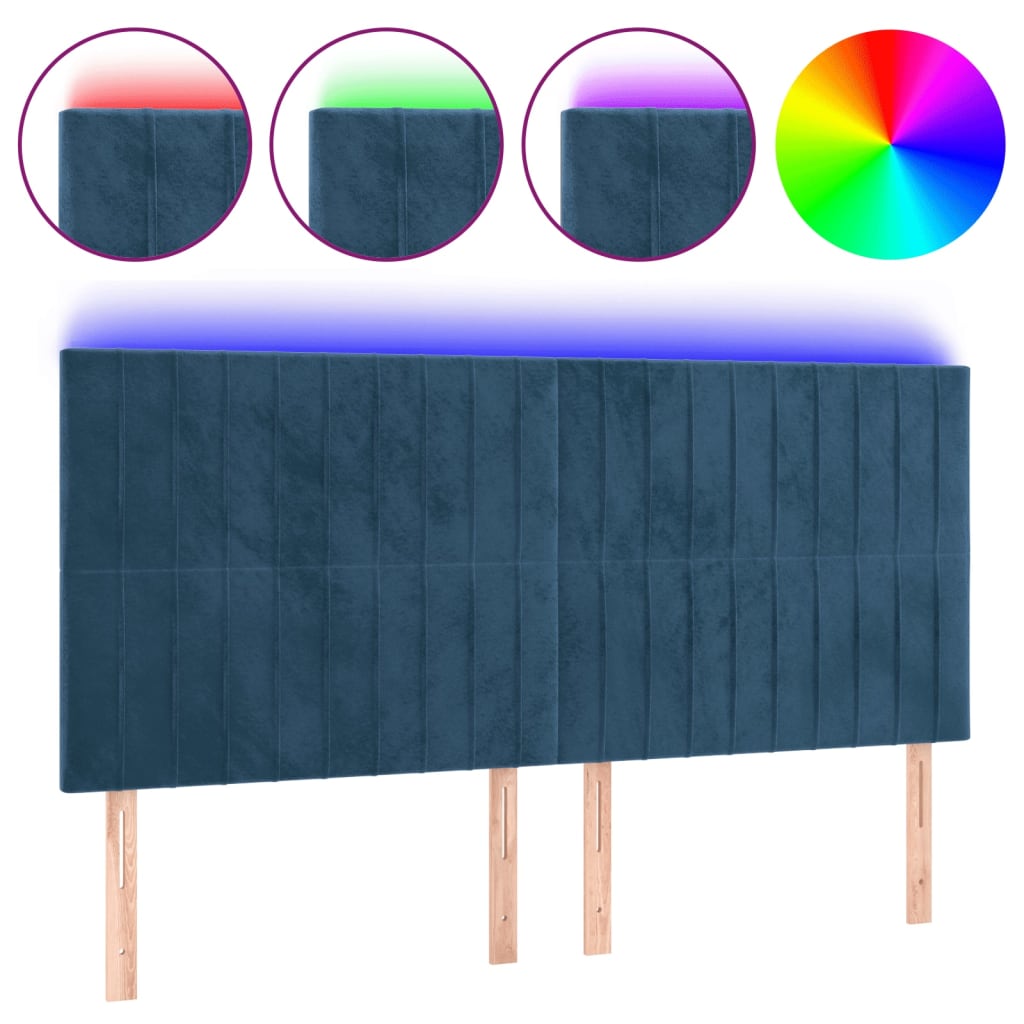 Tête de lit à LED Bleu foncé 160x5x118/128 cm Velours - XIOS