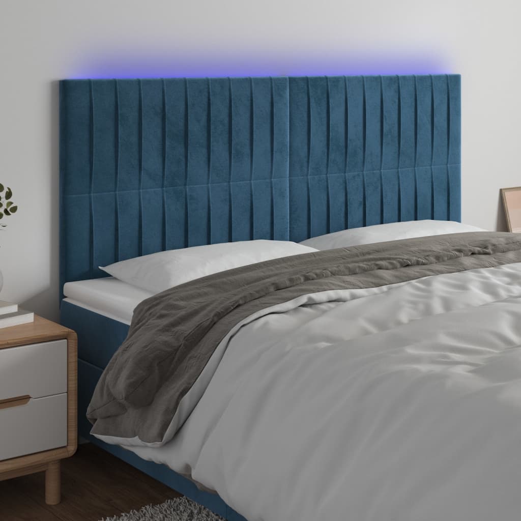 Tête de lit à LED Bleu foncé 160x5x118/128 cm Velours - XIOS