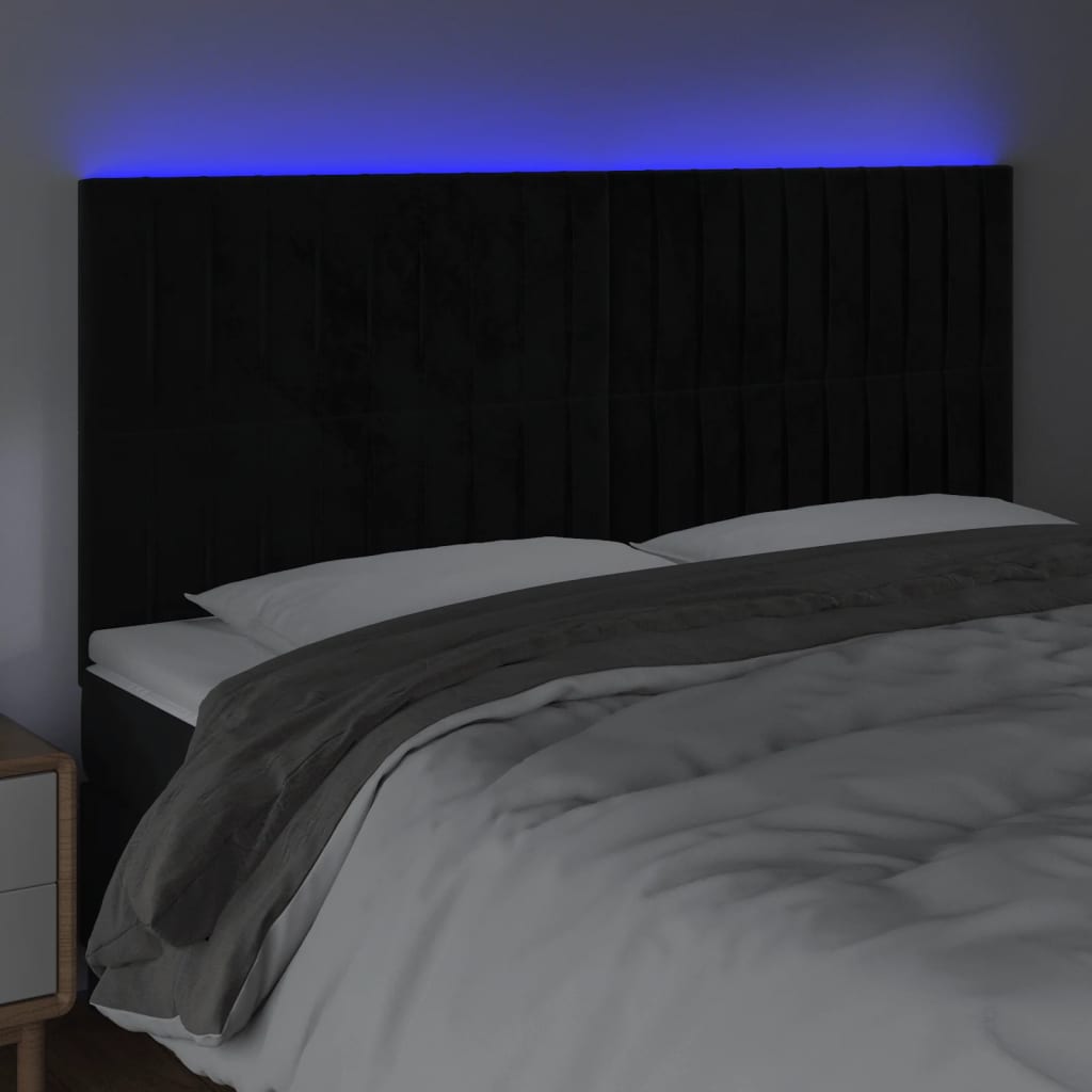 Tête de lit à LED Noir 180x5x118/128 cm Velours - XIOS