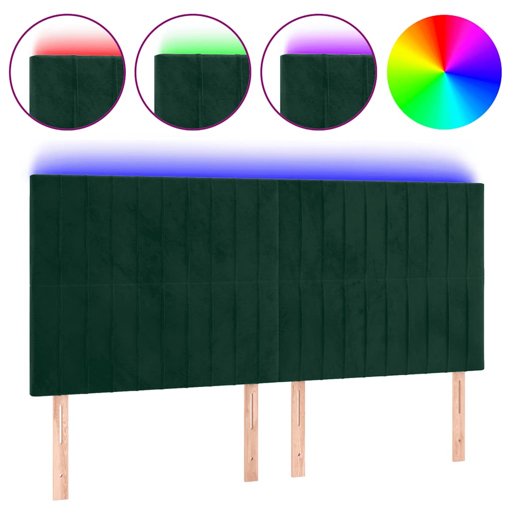 Tête de lit à LED Vert foncé 180x5x118/128 cm Velours - XIOS