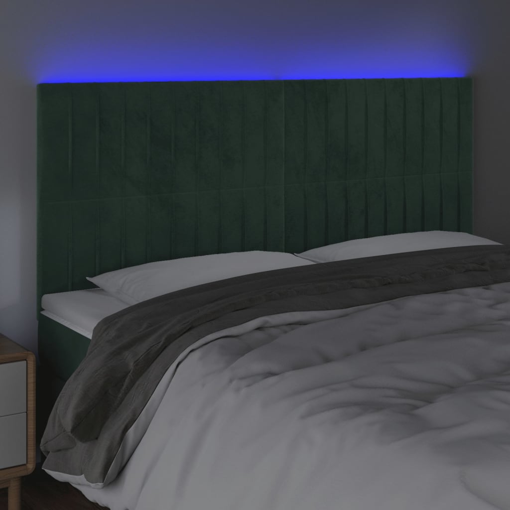 Tête de lit à LED Vert foncé 180x5x118/128 cm Velours - XIOS
