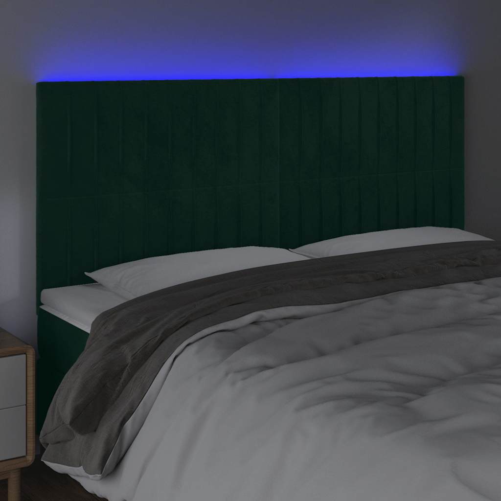 Tête de lit à LED Vert foncé 180x5x118/128 cm Velours - XIOS