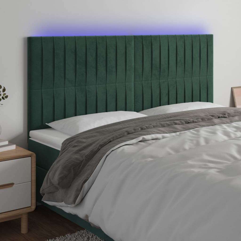 Tête de lit à LED Vert foncé 180x5x118/128 cm Velours - XIOS