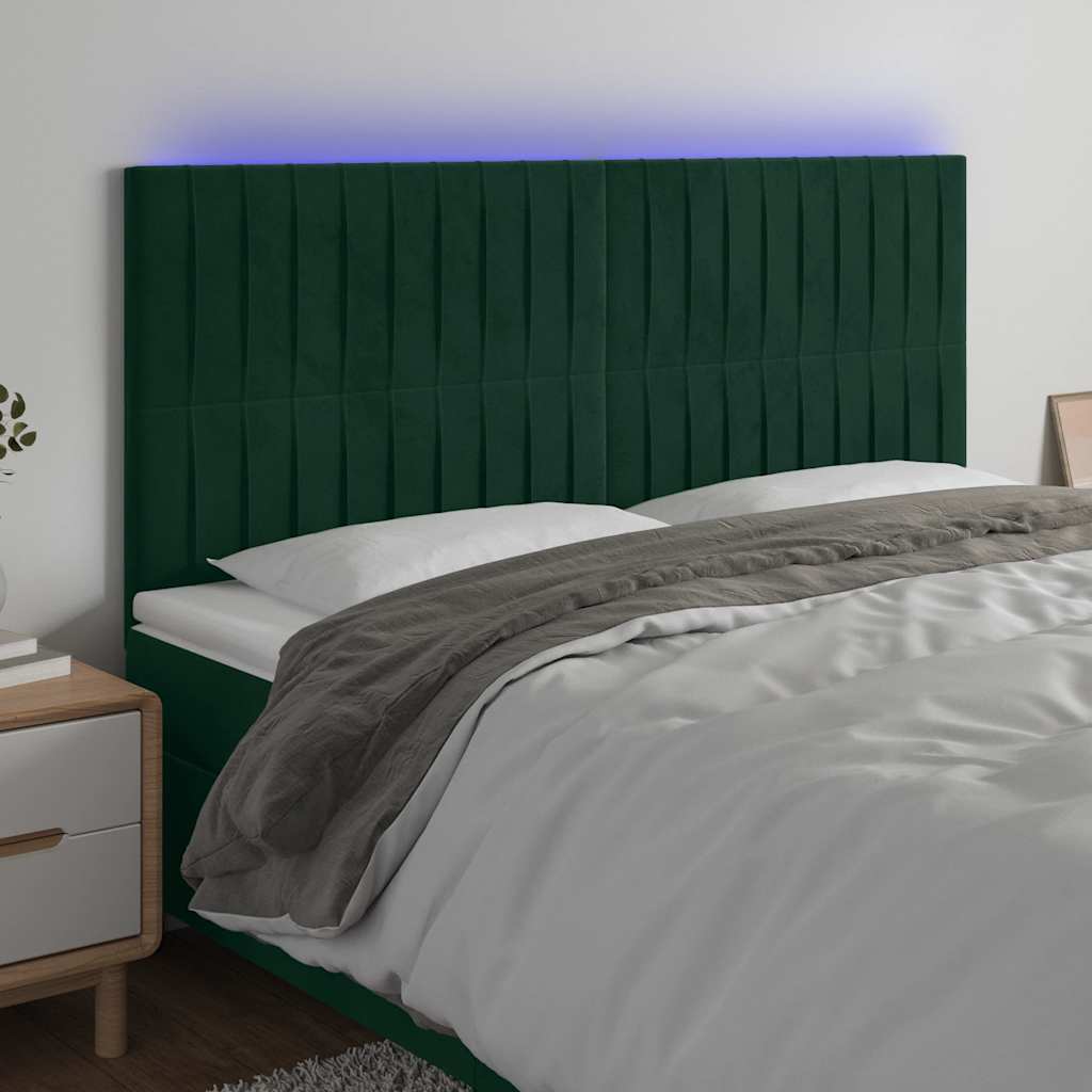 Tête de lit à LED Vert foncé 180x5x118/128 cm Velours - XIOS