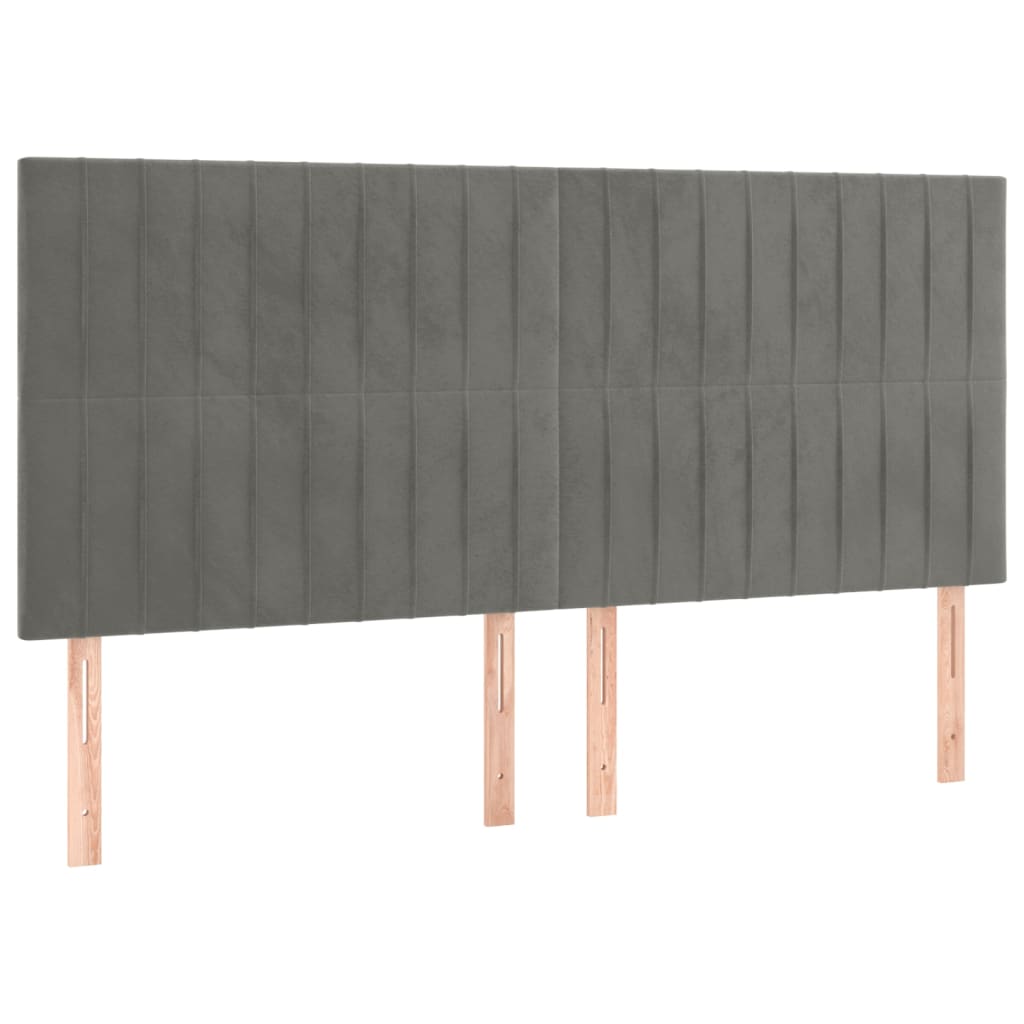 Tête de lit à LED Gris clair 200x5x118/128 cm Velours - XIOS
