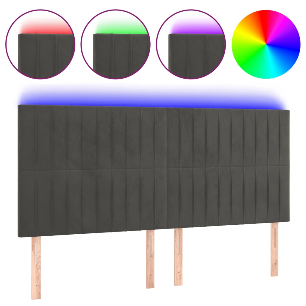 Tête de lit à LED Gris foncé 200x5x118/128 cm Velours - XIOS