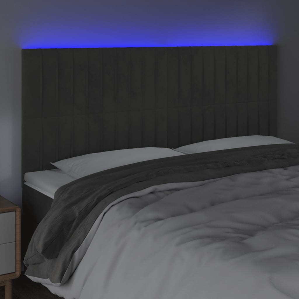 Tête de lit à LED Gris foncé 200x5x118/128 cm Velours - XIOS