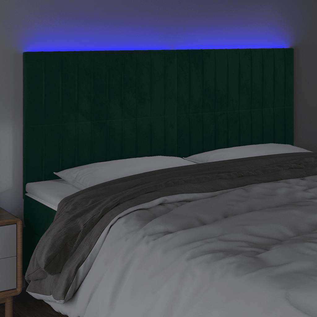 Tête de lit à LED Vert foncé 200x5x118/128 cm Velours - XIOS