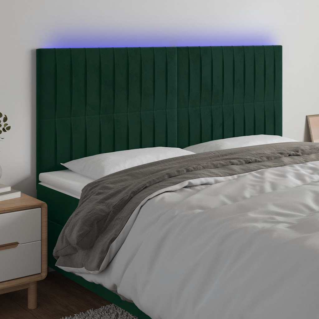 Tête de lit à LED Vert foncé 200x5x118/128 cm Velours - XIOS