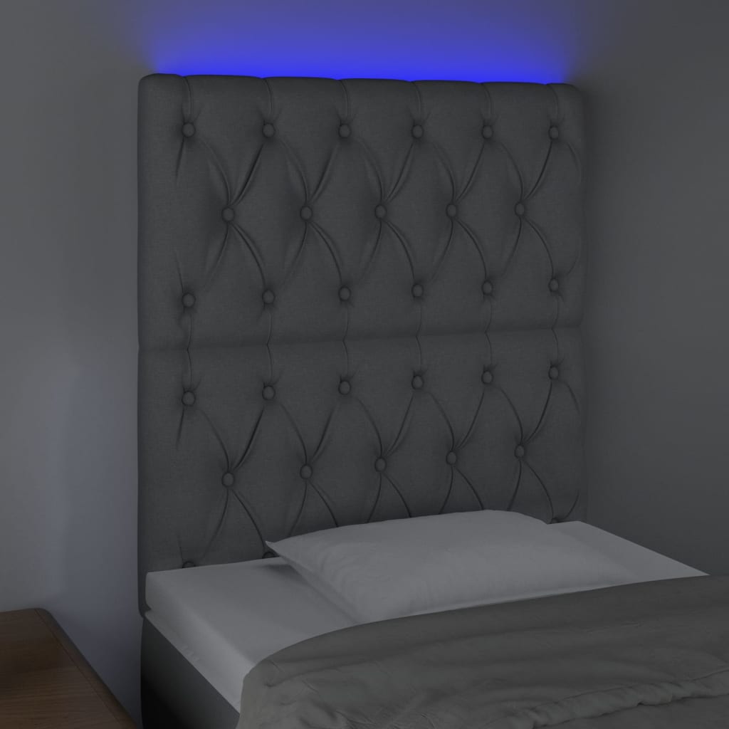 Tête de lit à LED Gris clair 80x7x118/128 cm Tissu - XIOS