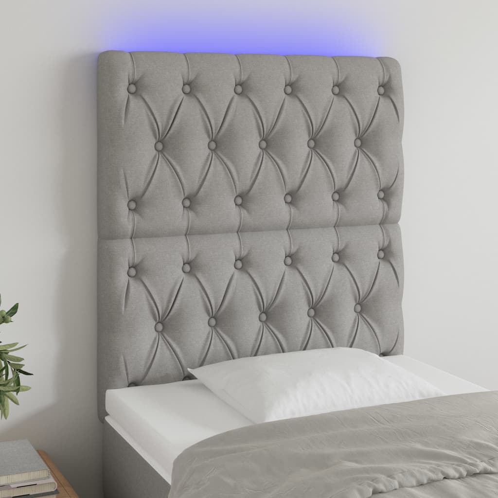 Tête de lit à LED Gris clair 80x7x118/128 cm Tissu - XIOS