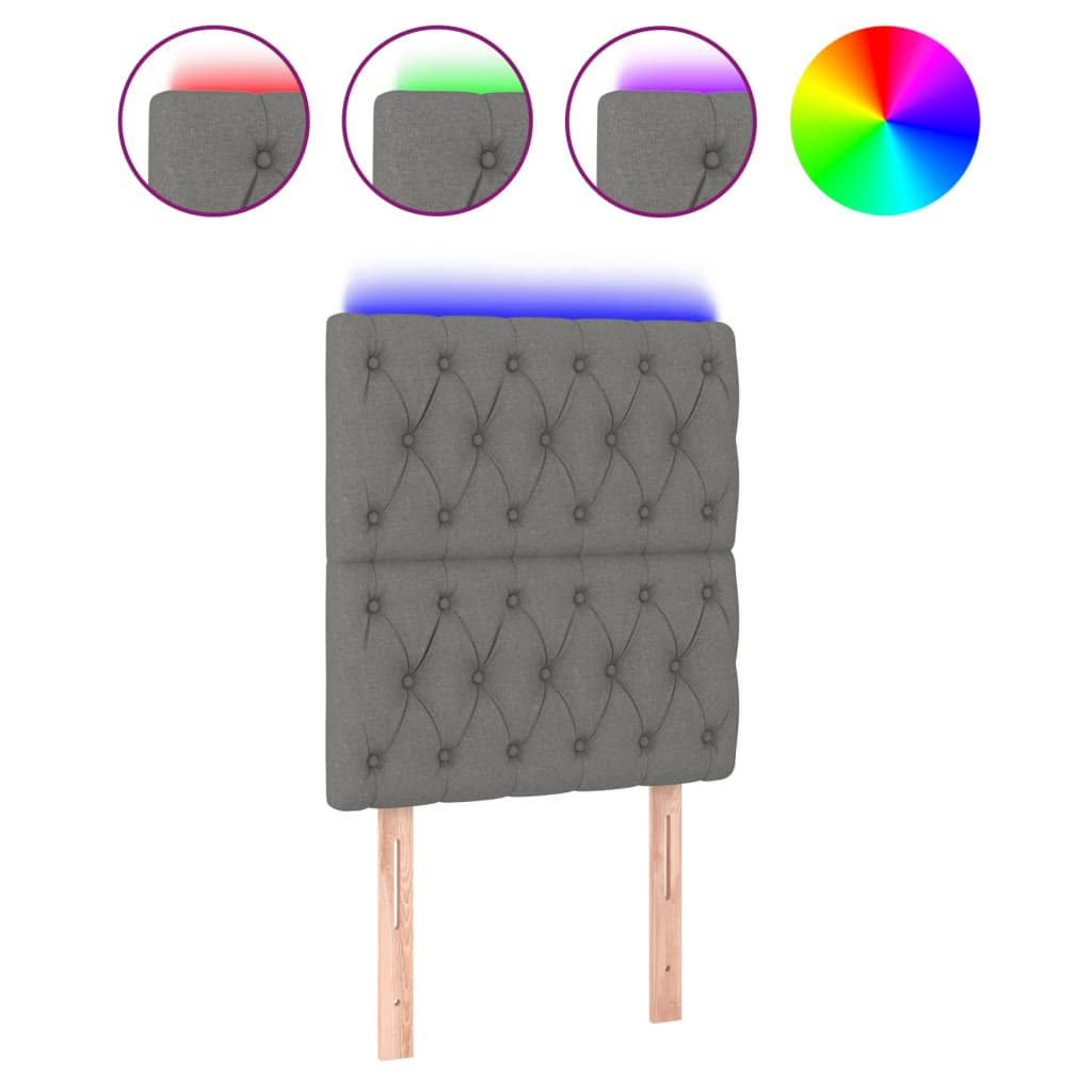 Tête de lit à LED Gris foncé 80x7x118/128 cm Tissu - XIOS