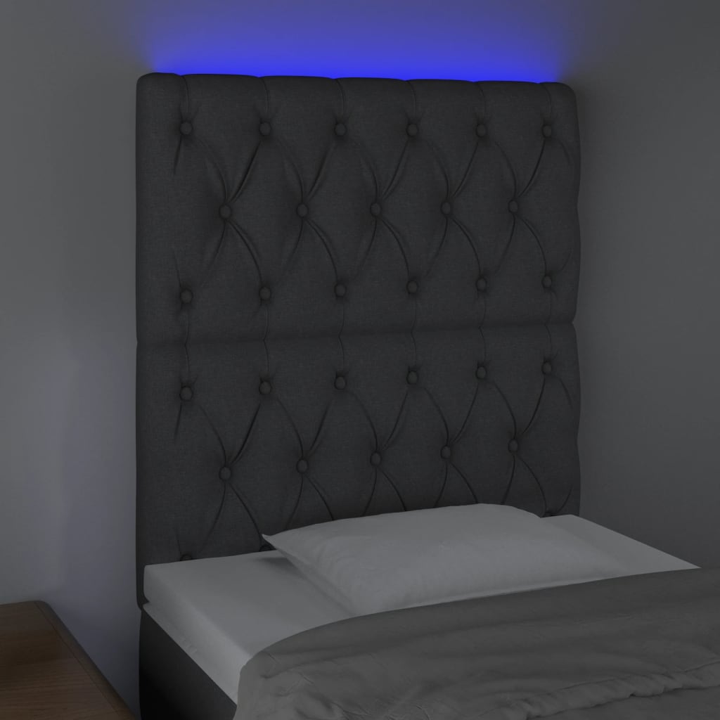 Tête de lit à LED Gris foncé 80x7x118/128 cm Tissu - XIOS