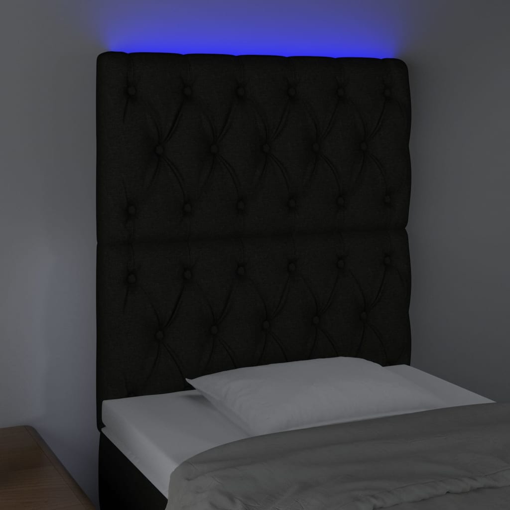 Tête de lit à LED Noir 80x7x118/128 cm Tissu - XIOS