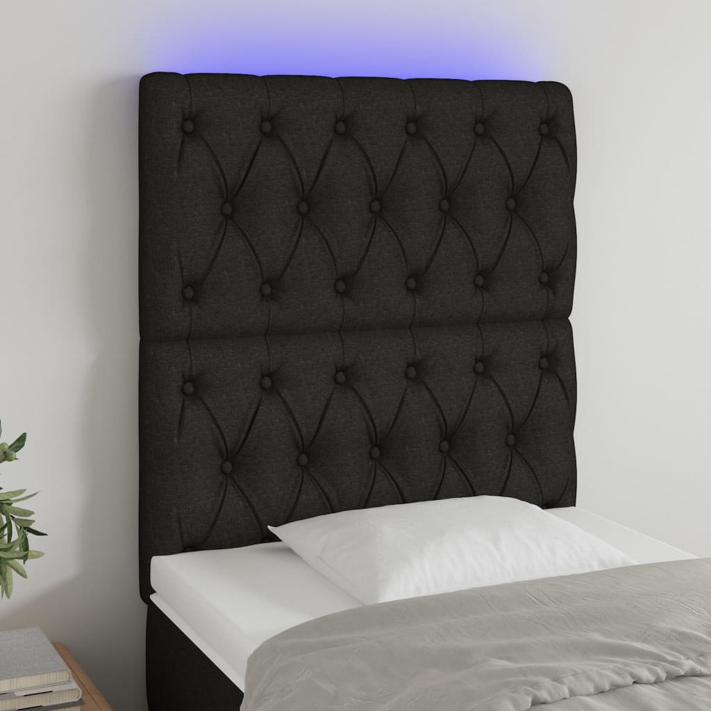 Tête de lit à LED Noir 80x7x118/128 cm Tissu - XIOS