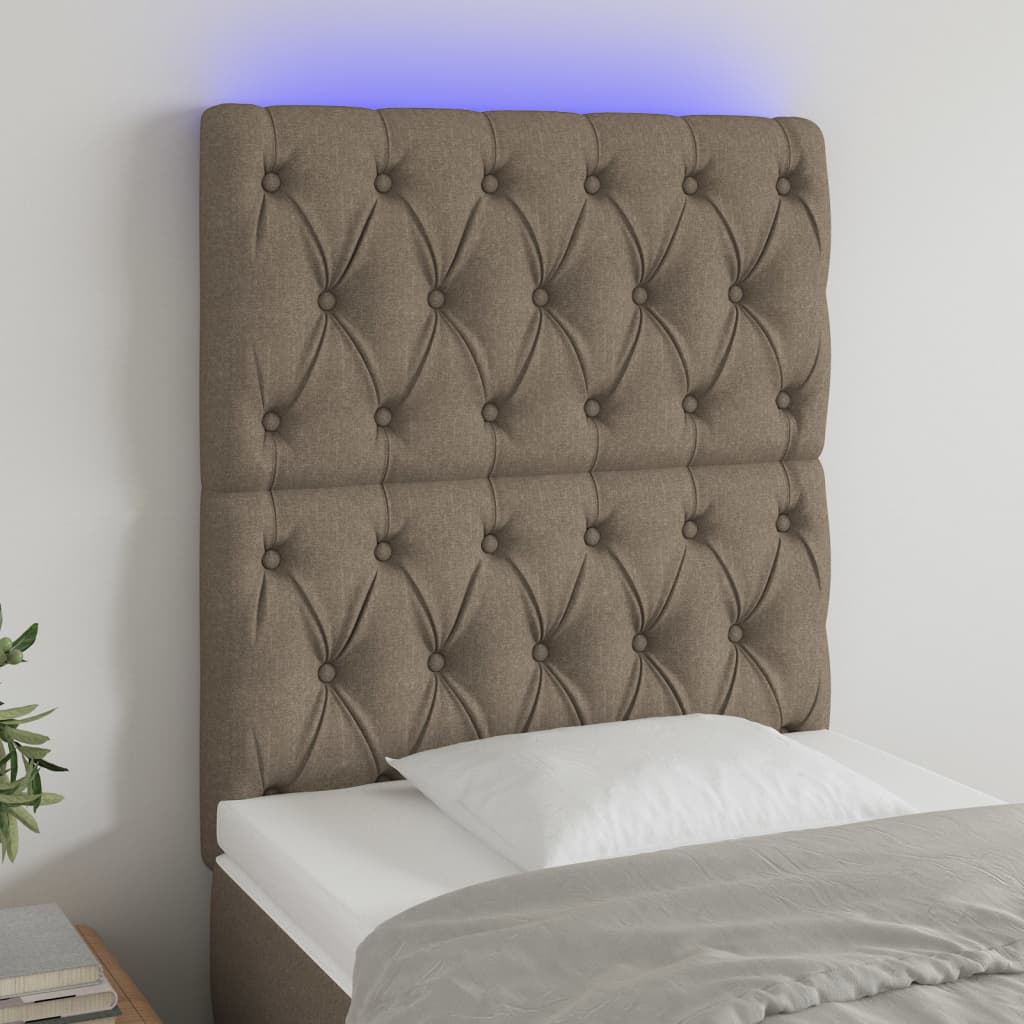 Tête de lit à LED Taupe 80x7x118/128 cm Tissu - XIOS