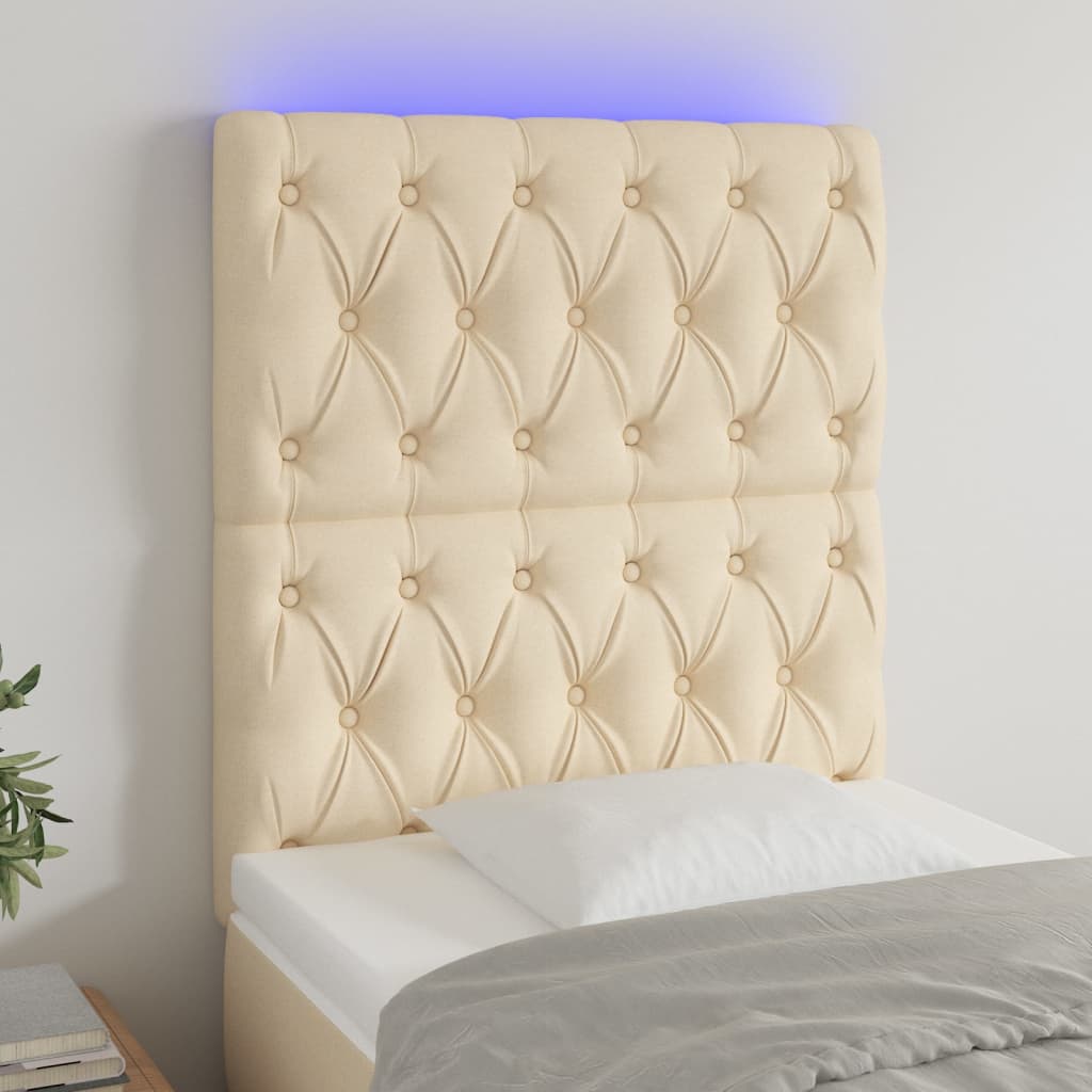 Tête de lit à LED Crème 80x7x118/128 cm Tissu - XIOS