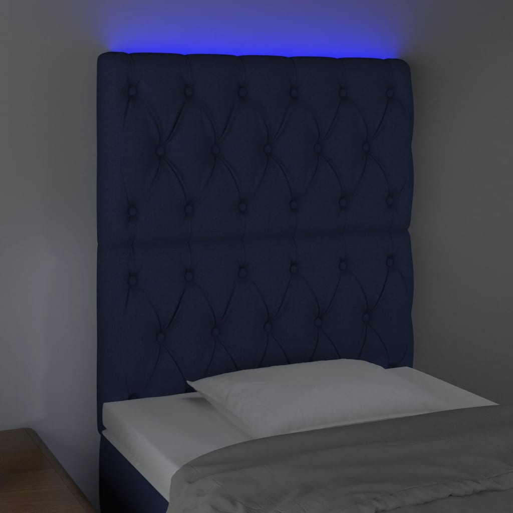Tête de lit à LED Bleu 80x7x118/128 cm Tissu - XIOS