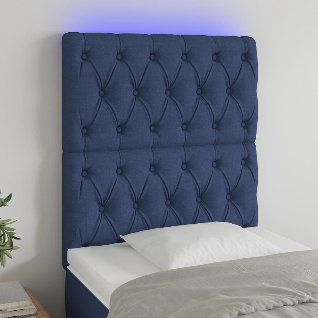 Tête de lit à LED Bleu 80x7x118/128 cm Tissu - XIOS