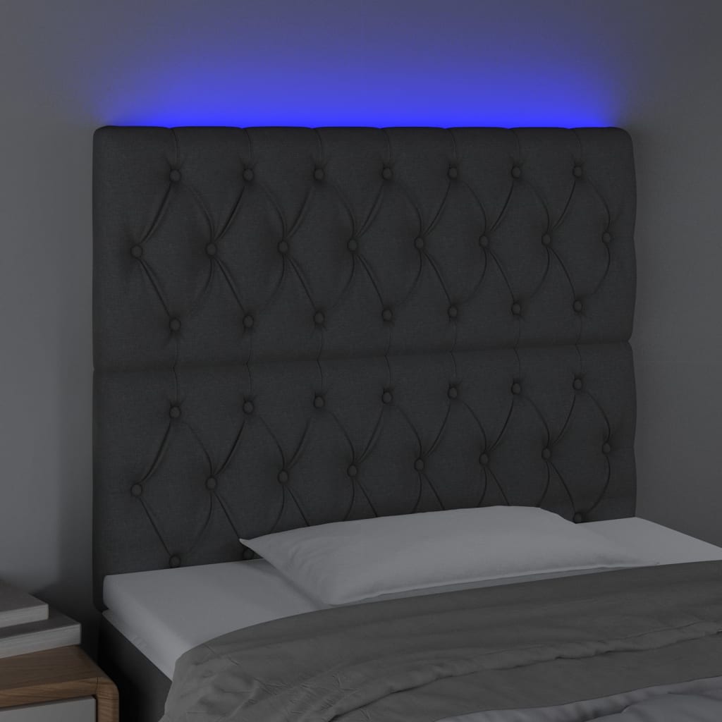 Tête de lit à LED Gris foncé 90x7x118/128 cm Tissu - XIOS