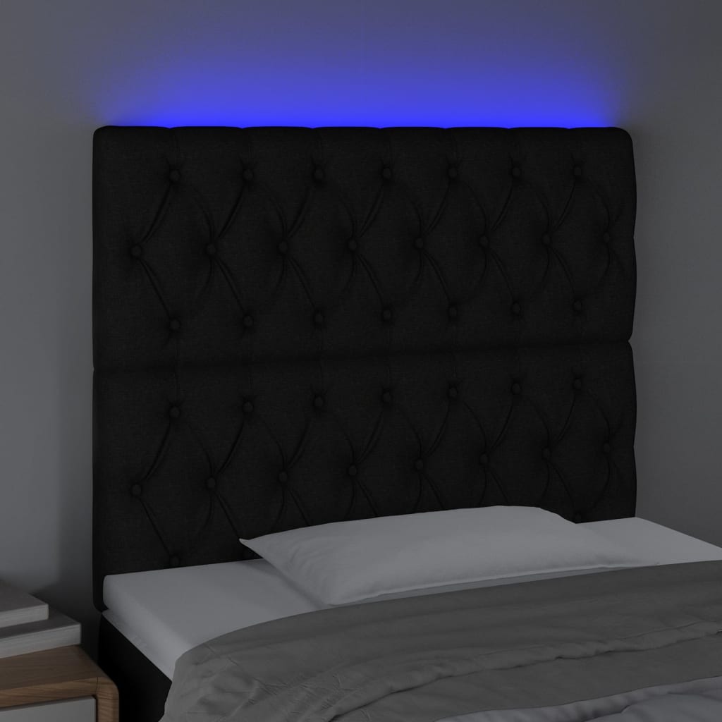 Tête de lit à LED Noir 90x7x118/128 cm Tissu - XIOS