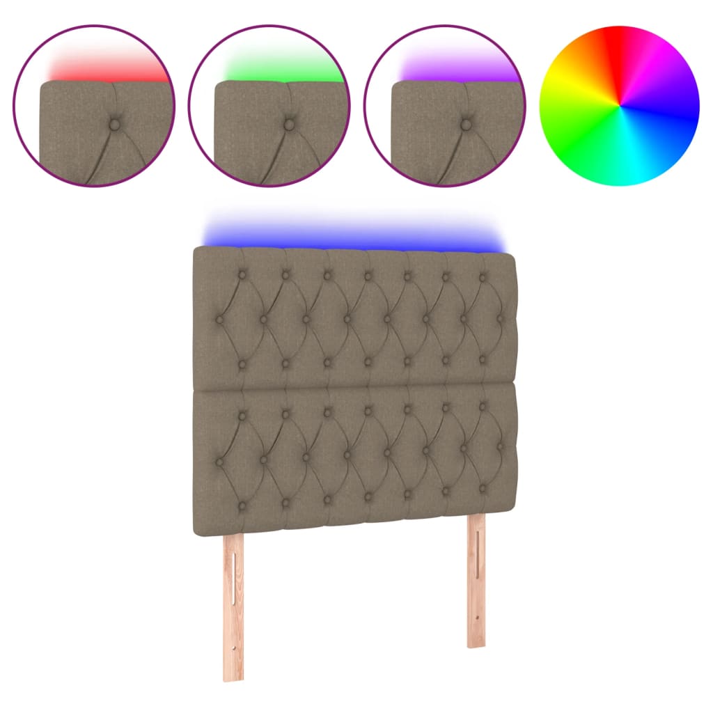 Tête de lit à LED Taupe 90x7x118/128 cm Tissu - XIOS