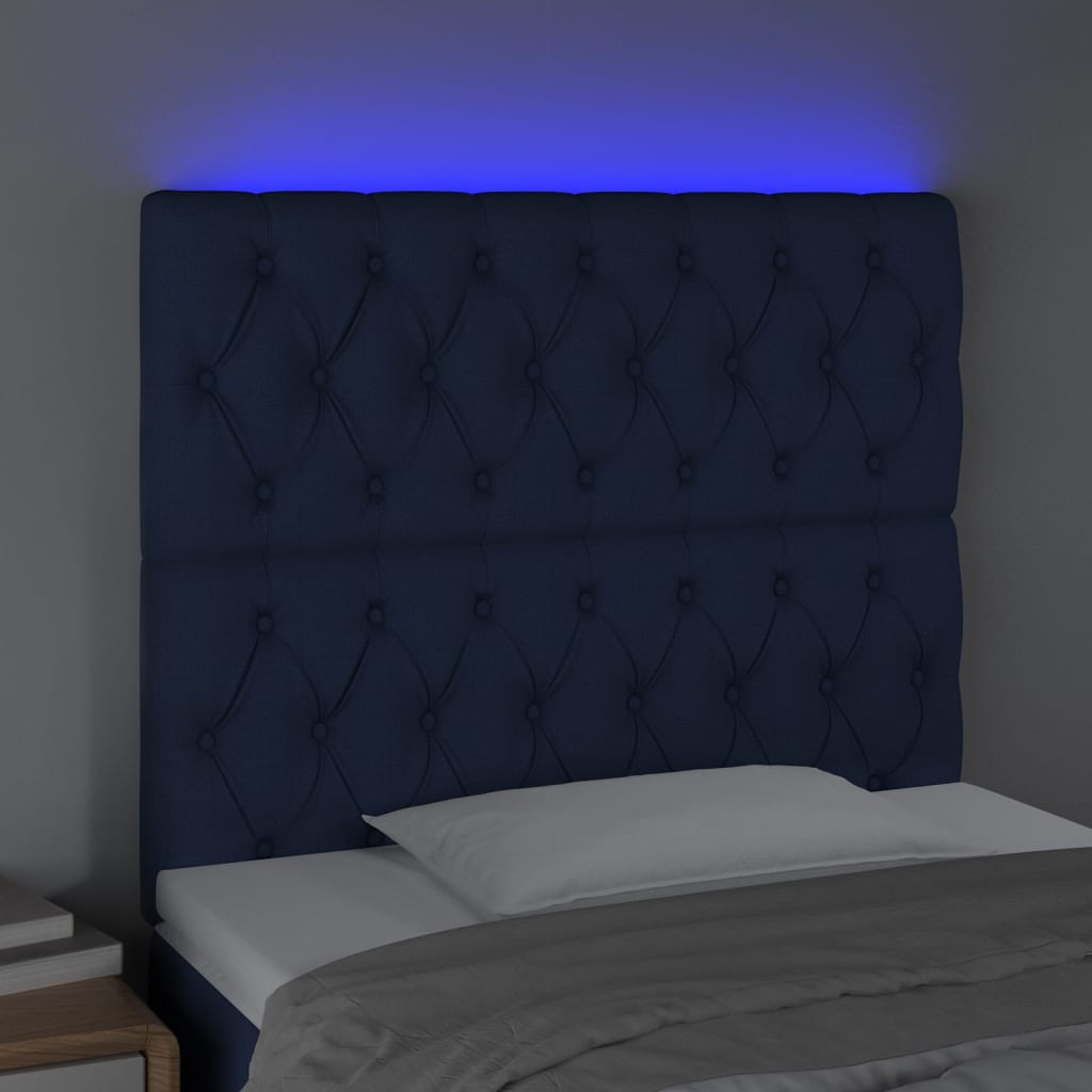 Tête de lit à LED Bleu 90x7x118/128 cm Tissu - XIOS