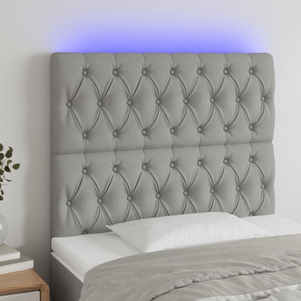 Tête de lit à LED Gris clair 100x7x118/128 cm Tissu - XIOS