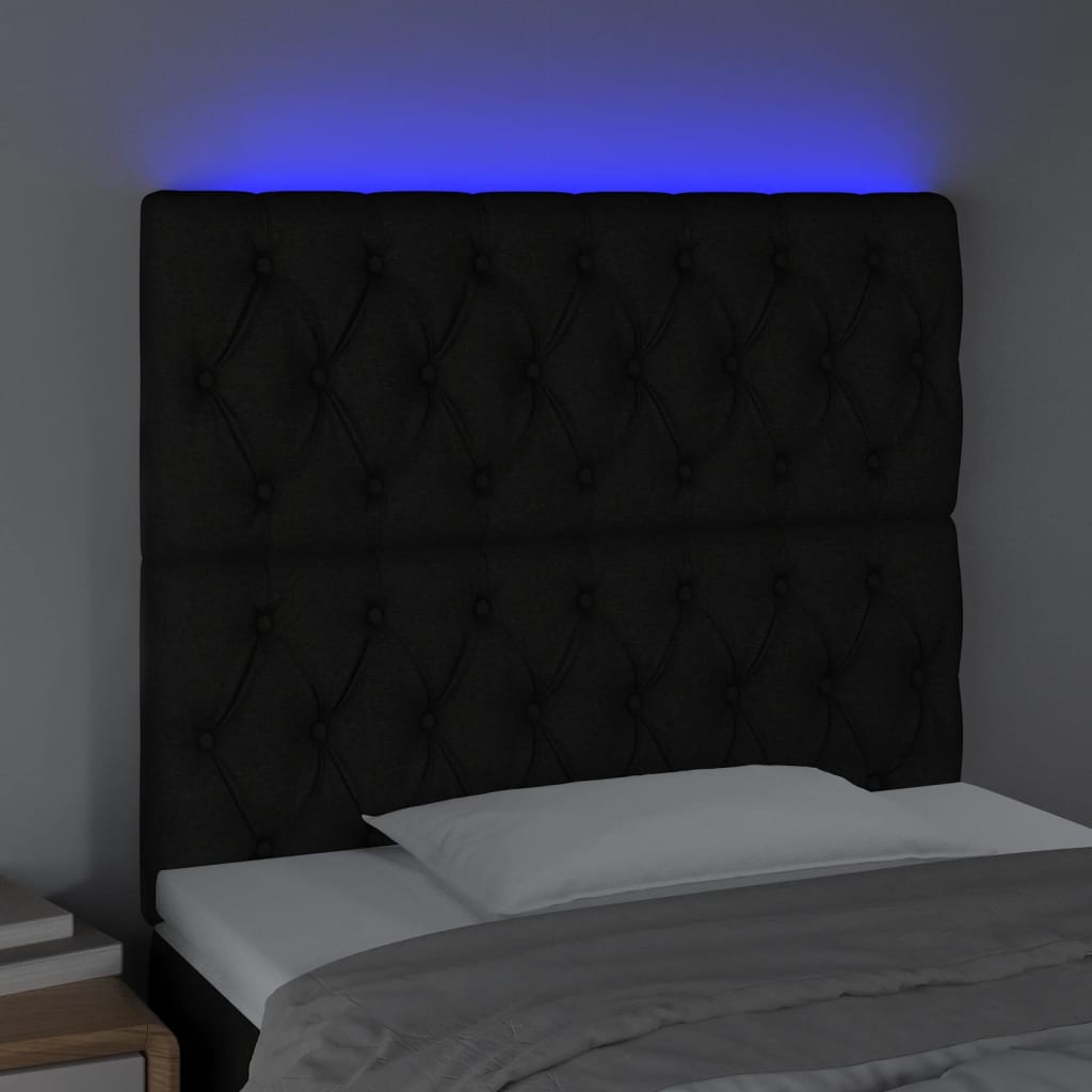 Tête de lit à LED Noir 100x7x118/128 cm Tissu - XIOS