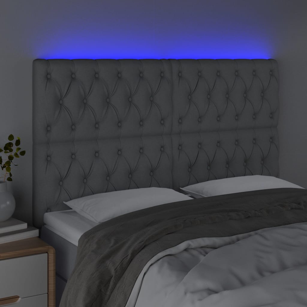 Tête de lit à LED Gris clair 144x7x118/128 cm Tissu - XIOS