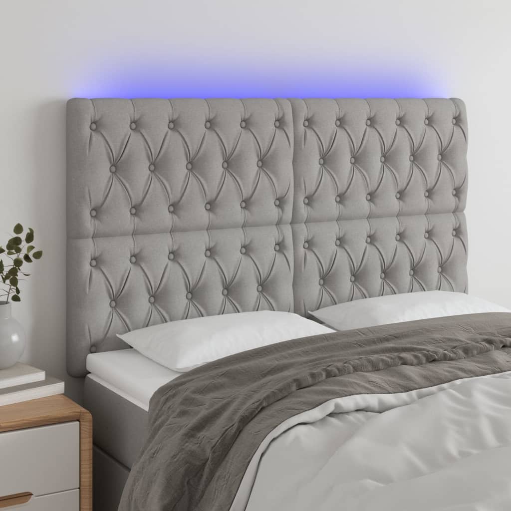 Tête de lit à LED Gris clair 144x7x118/128 cm Tissu - XIOS