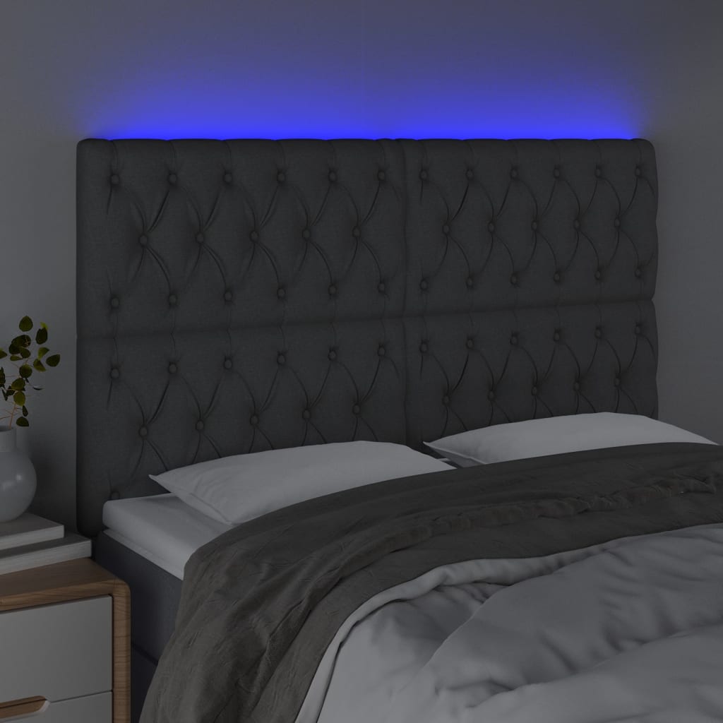 Tête de lit à LED Gris foncé 144x7x118/128 cm Tissu - XIOS