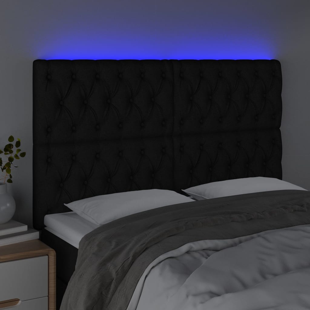 Tête de lit à LED Noir 144x7x118/128 cm Tissu - XIOS