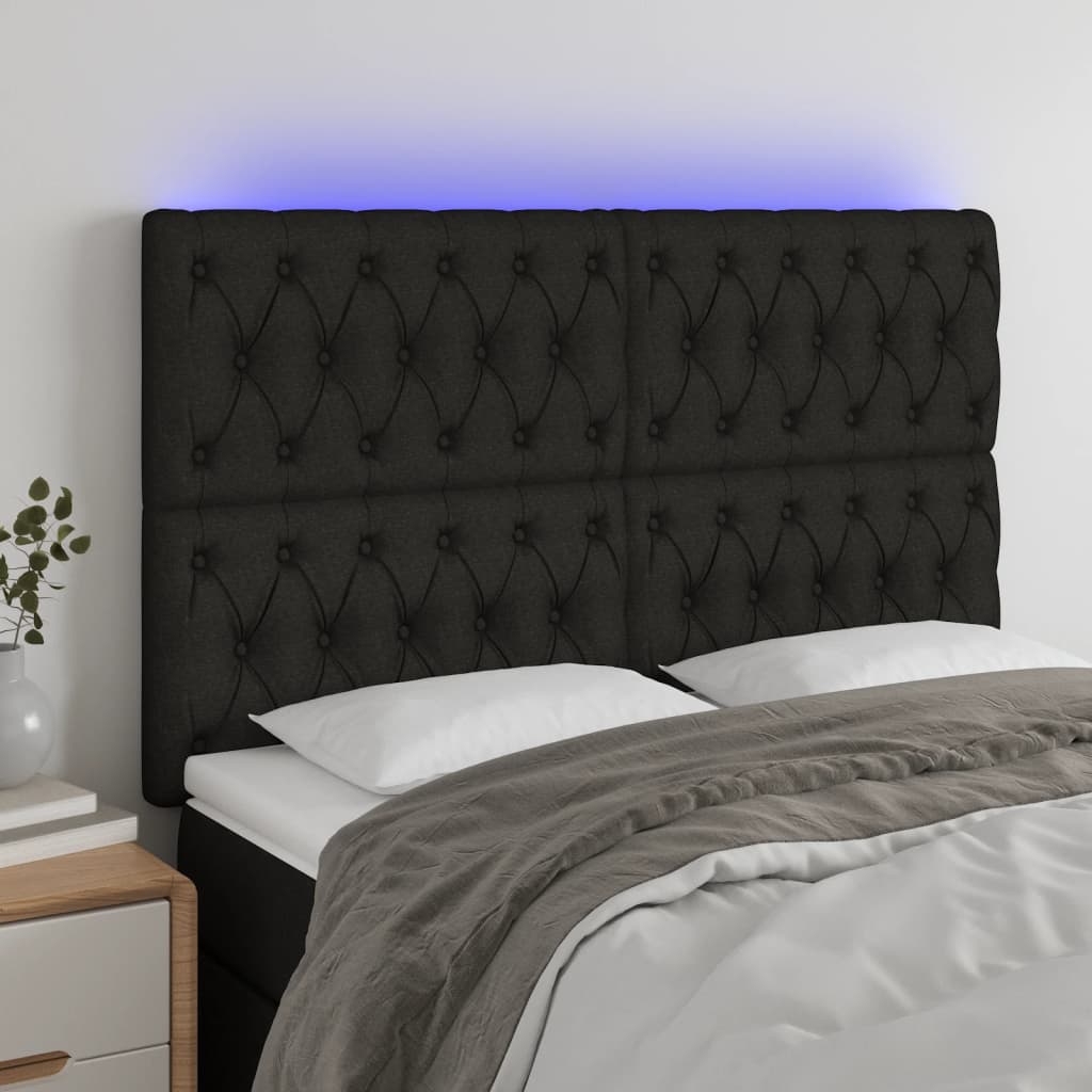 Tête de lit à LED Noir 144x7x118/128 cm Tissu - XIOS