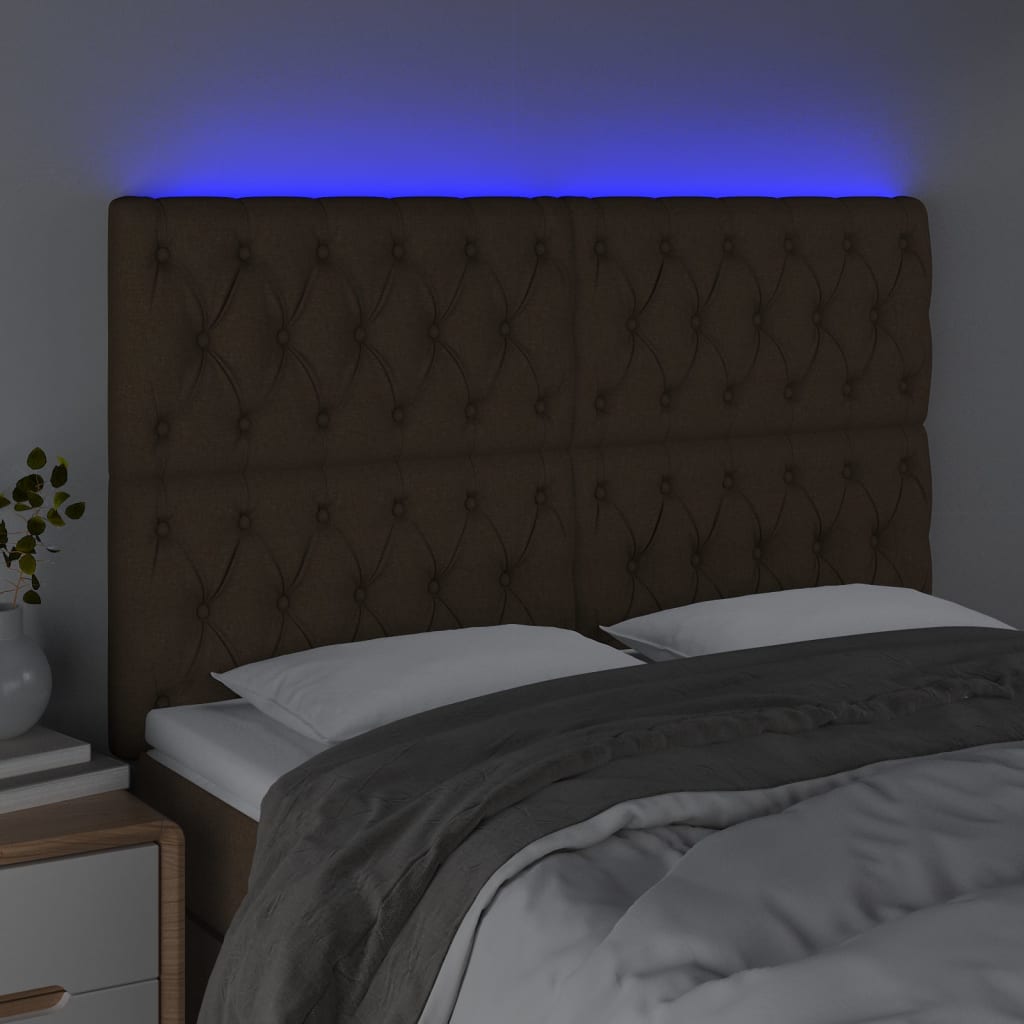 Tête de lit à LED Marron foncé 144x7x118/128 cm Tissu - XIOS