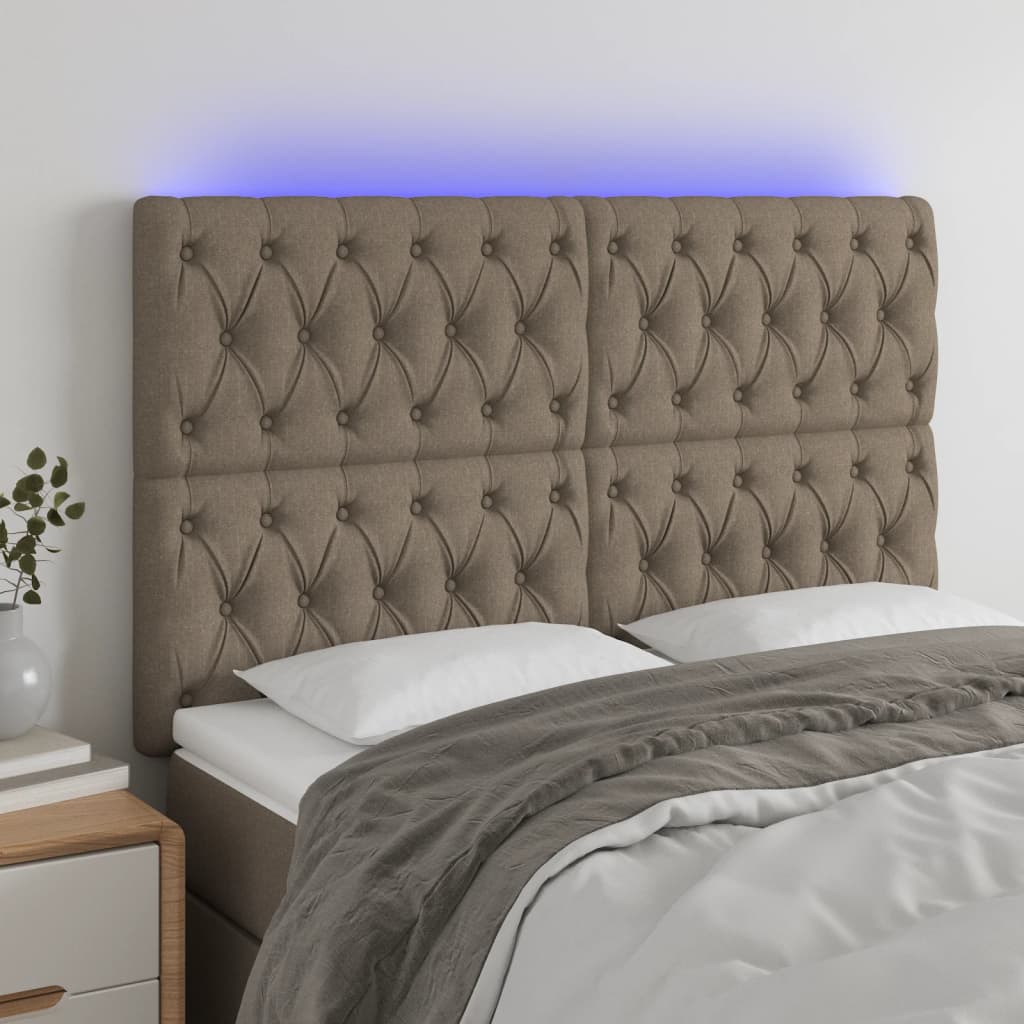 Tête de lit à LED Taupe 144x7x118/128 cm Tissu - XIOS