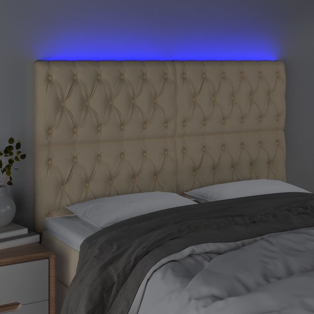 Tête de lit à LED Crème 144x7x118/128 cm Tissu - XIOS