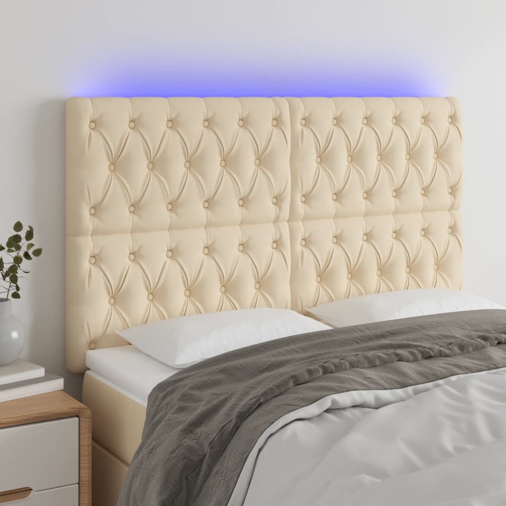 Tête de lit à LED Crème 144x7x118/128 cm Tissu - XIOS