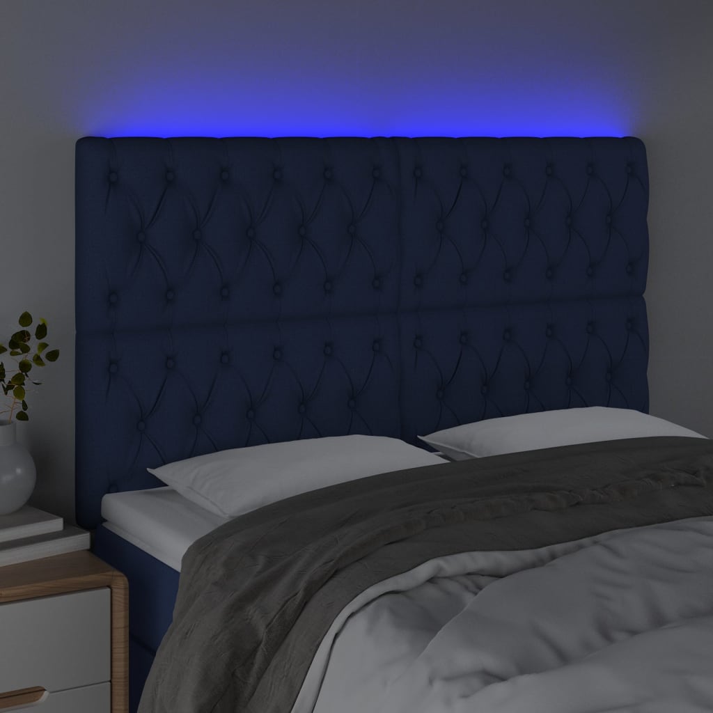 Tête de lit à LED Bleu 144x7x118/128 cm Tissu - XIOS