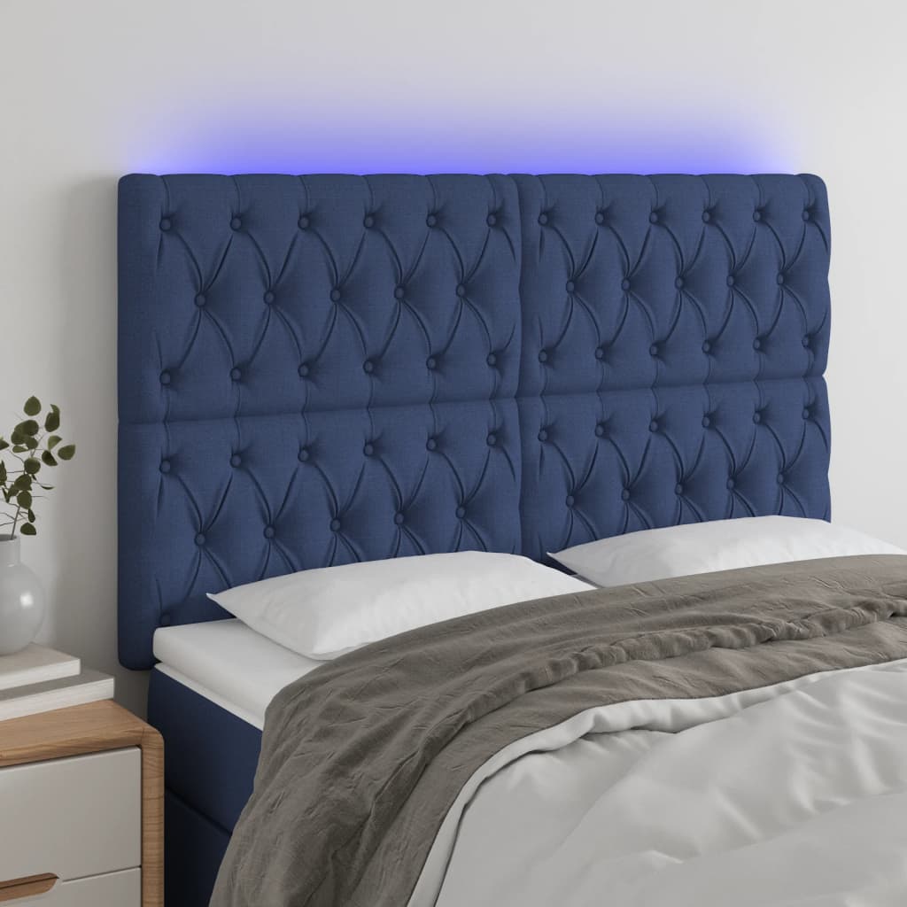 Tête de lit à LED Bleu 144x7x118/128 cm Tissu - XIOS